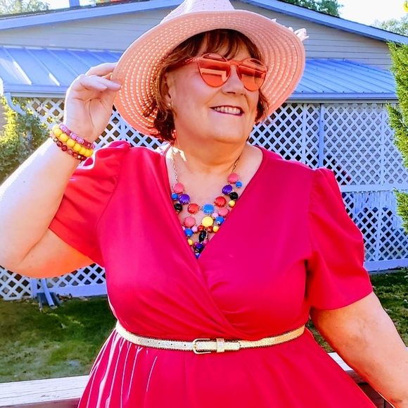 NEW NWOT LIVD Apparel Plus Size Joli Surplice Neck Dress Color Fuchsia Size 3X - Picture 6 of 6